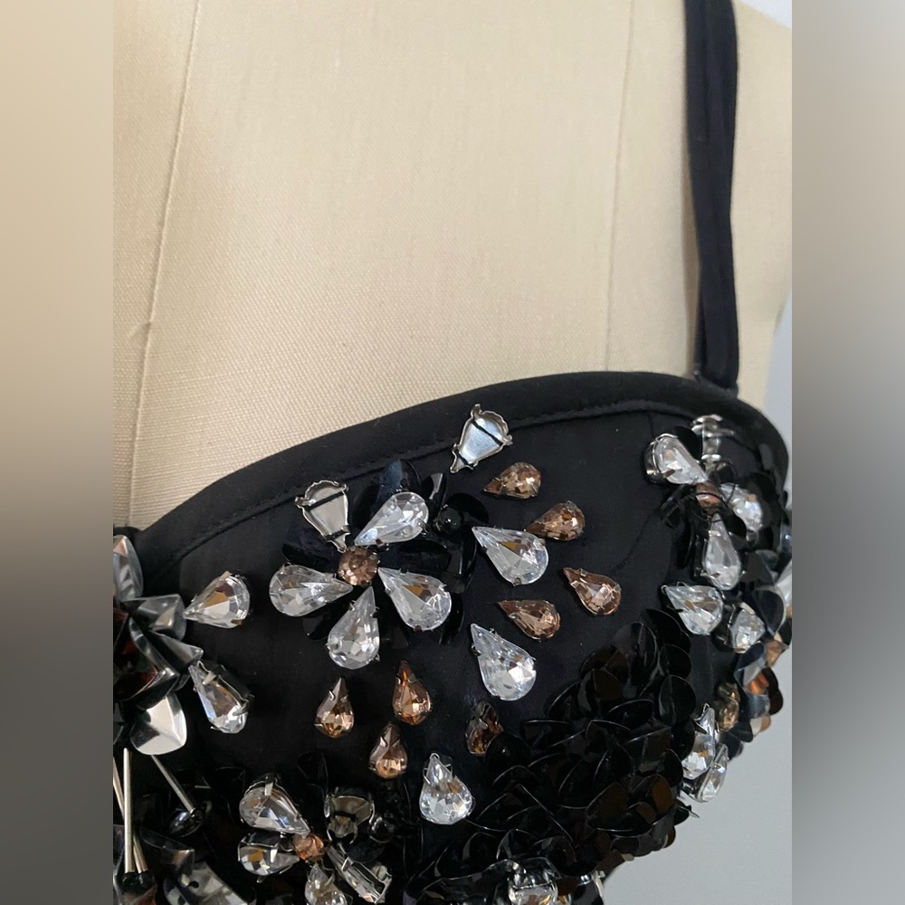 Nasty Gal Black Sequin Rhinestone Bustier Bralette, size small - Picture 8 of 8